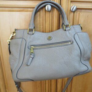 Tory Burch Frances Gray Pebbled Leather Satchel